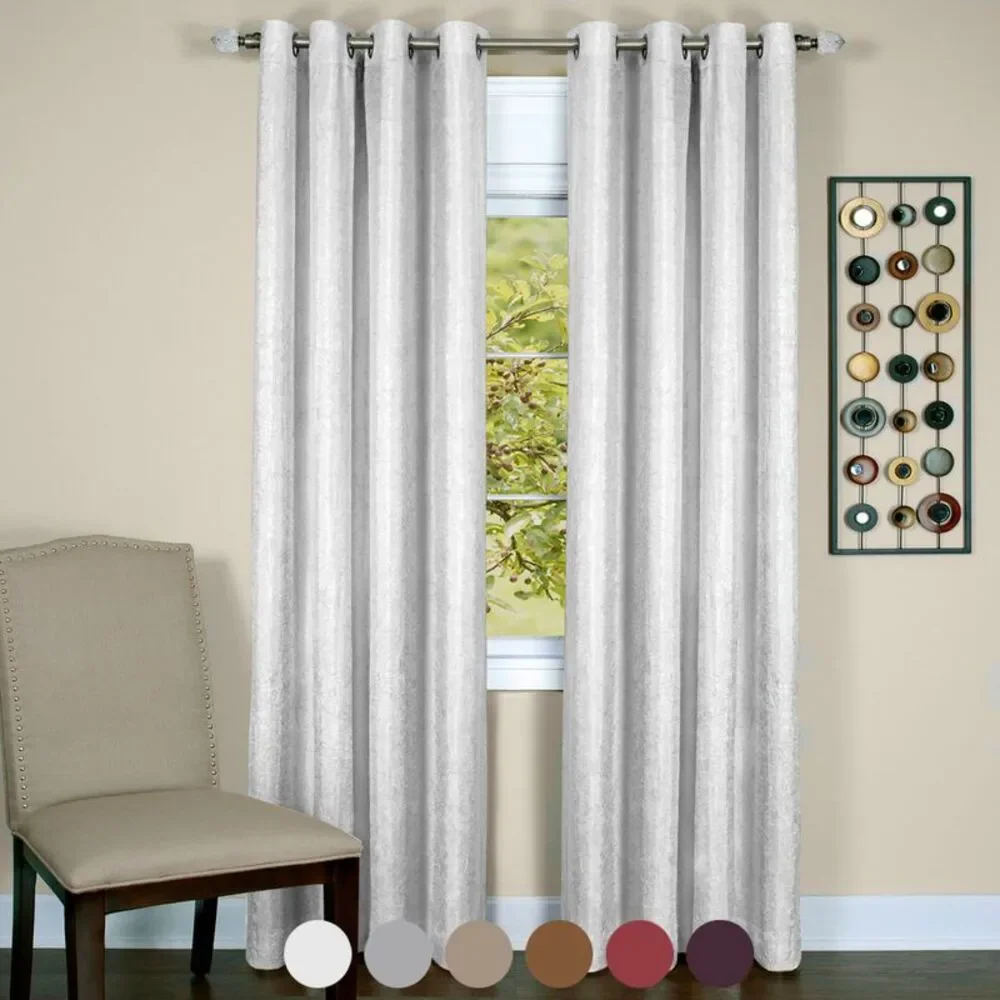White Solid Textured Window Blackout Curtain Line Panel with 8 Grommets (1.5